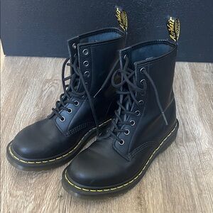 Dr. Martens Black Boots with Yellow Accents
